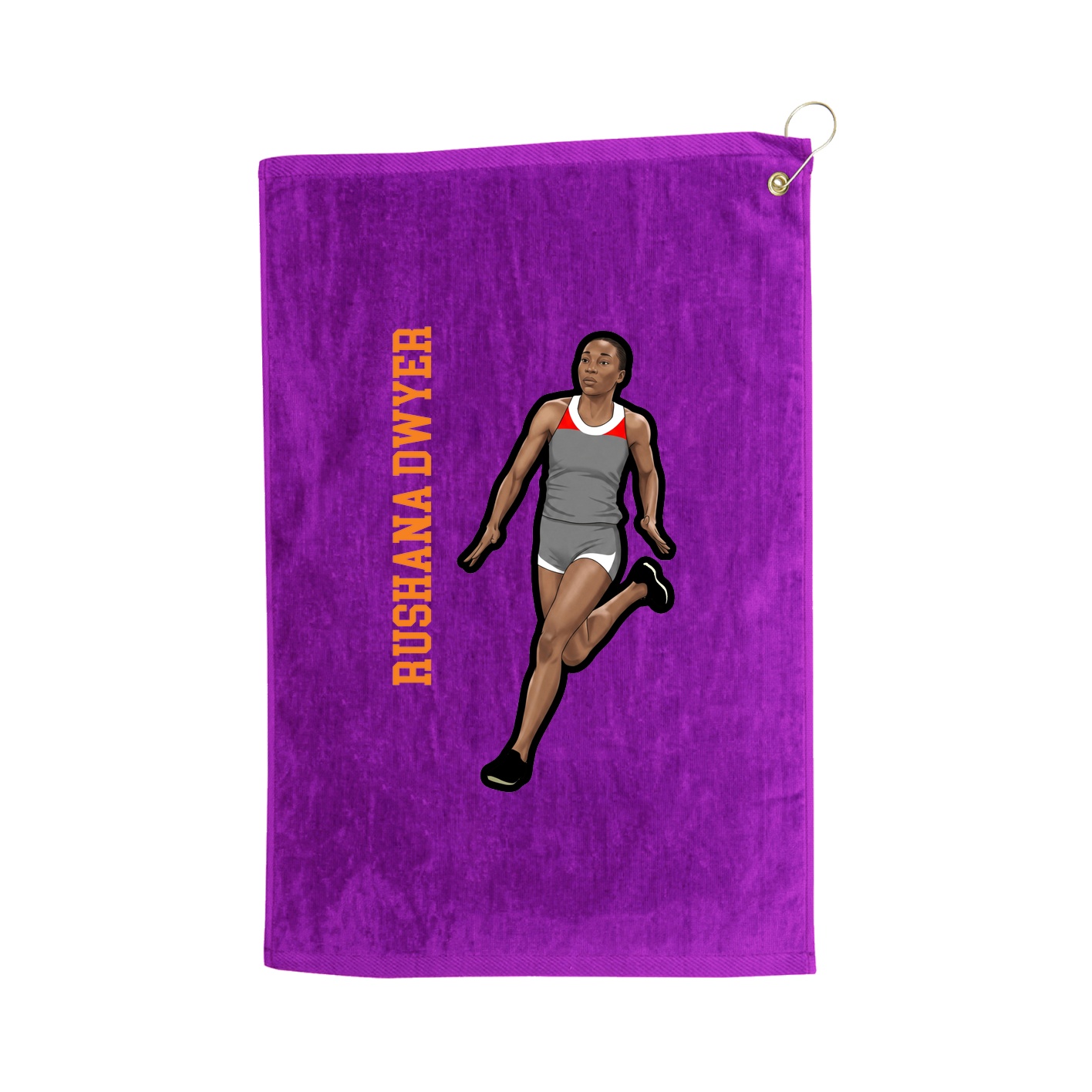 Golf Towel — Name Vertical in Purple
