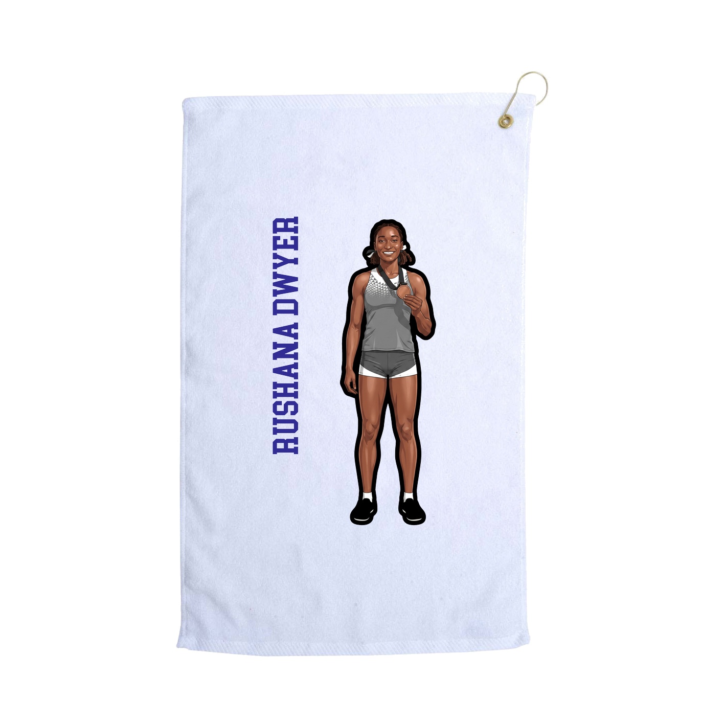 Golf Towel — Name Vertical in White