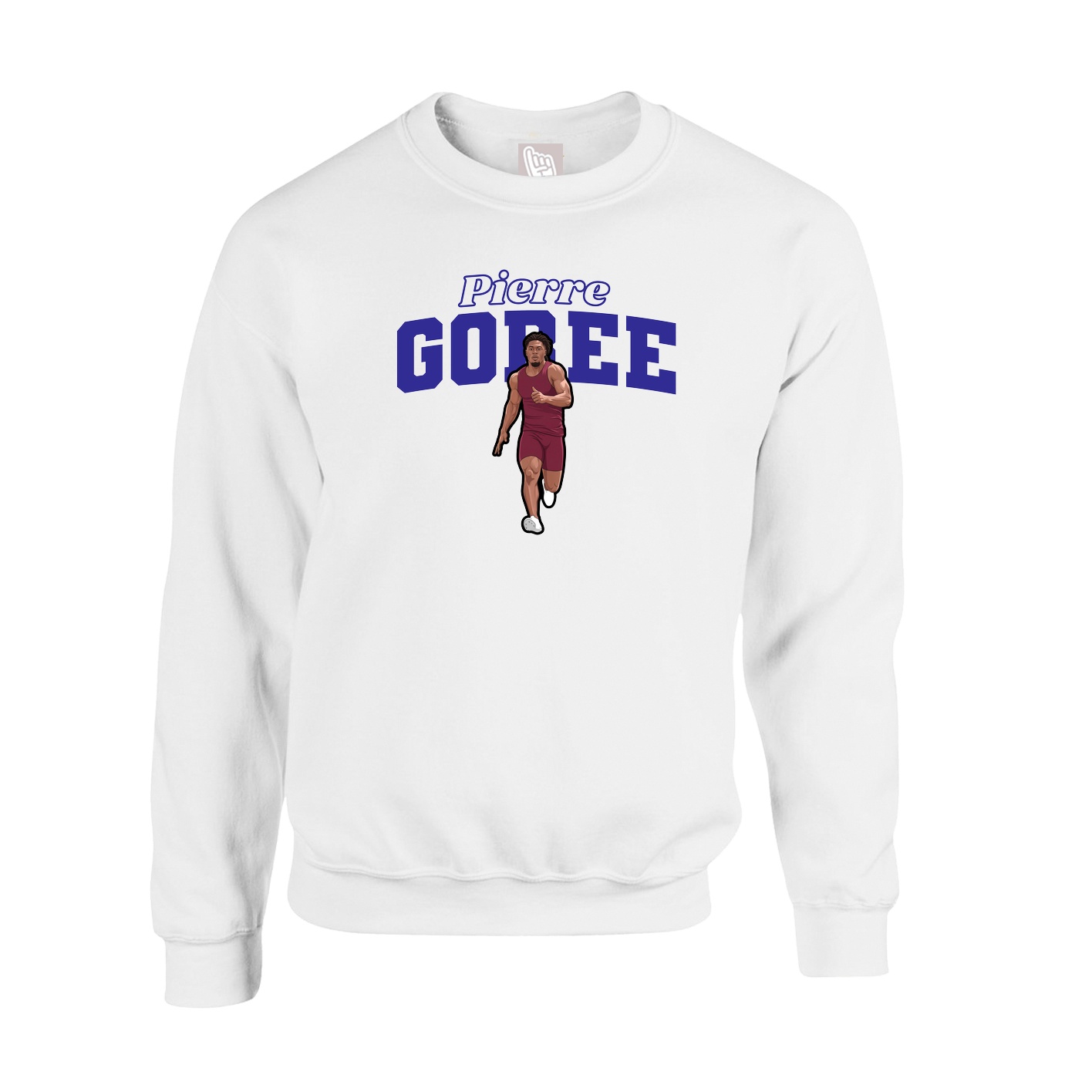 Fleece Crew — Name Arch in White