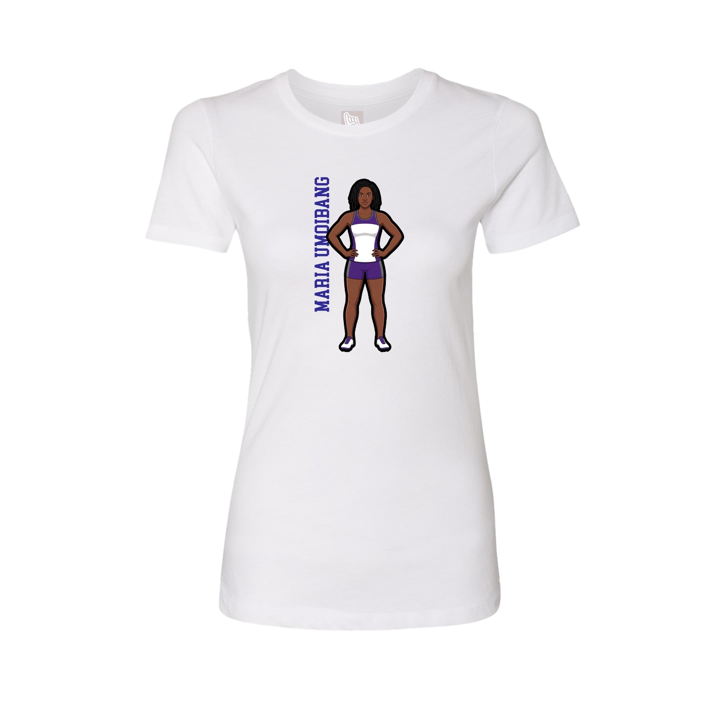 Fitted Women's Tee — Name Vertical in White