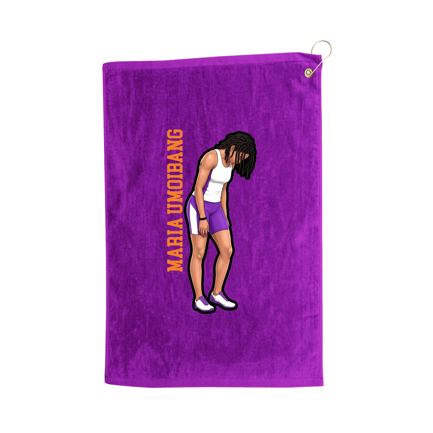Golf Towel — Name Vertical in Purple