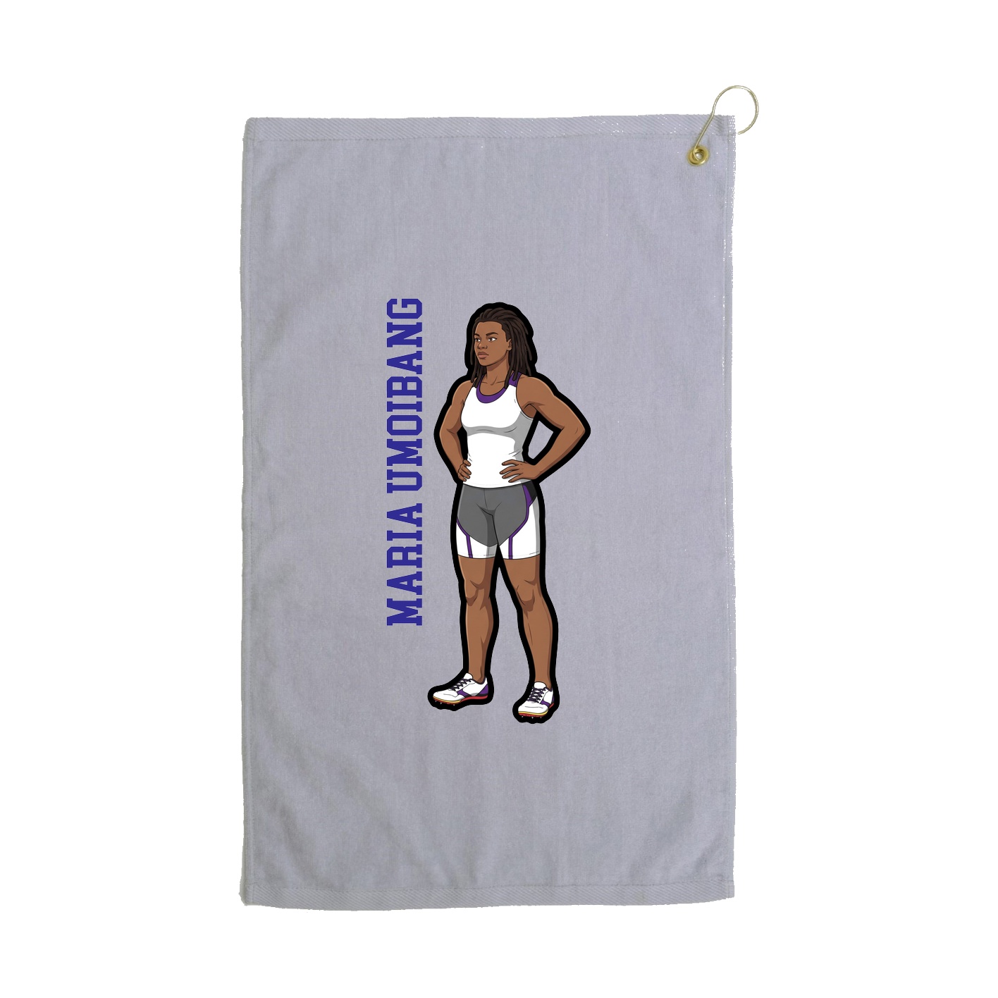 Golf Towel — Name Vertical in Grey