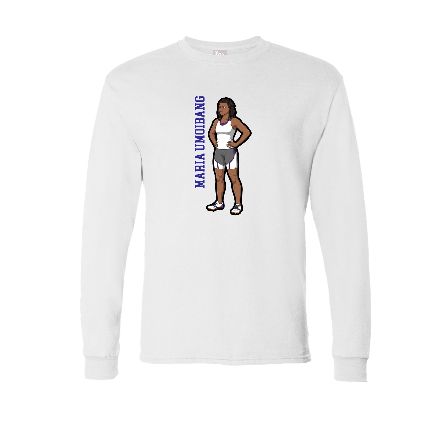 Long Sleeve Tee — Name Vertical in White