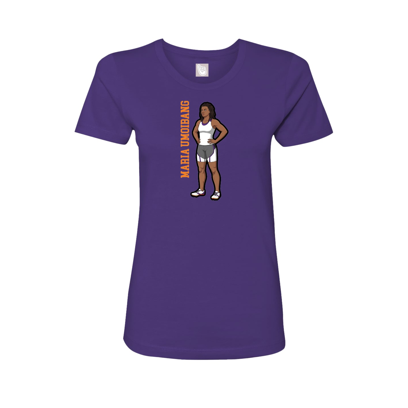 Fitted Women's Tee — Name Vertical in Purple