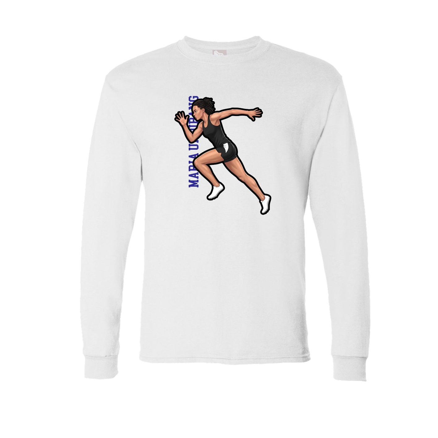 Long Sleeve Tee — Name Vertical in White