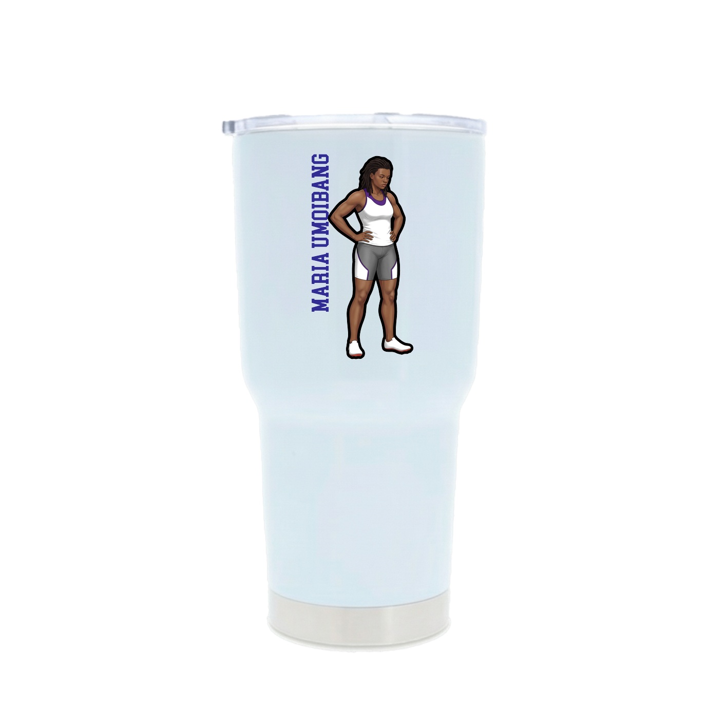 30oz Stainless Steel Tumbler — Name Vertical in White