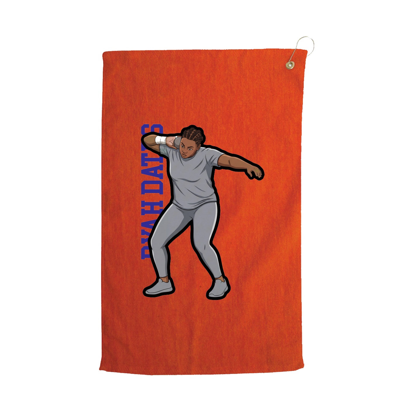 Golf Towel — Name Vertical in Orange