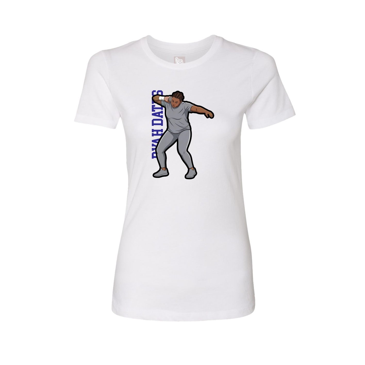 Fitted Women's Tee — Name Vertical in White