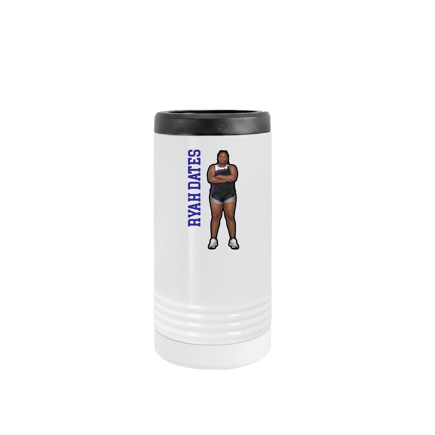 Slim Beverage Holder — Name Vertical in White
