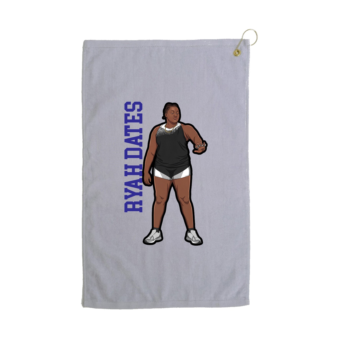 Golf Towel — Name Vertical in Grey