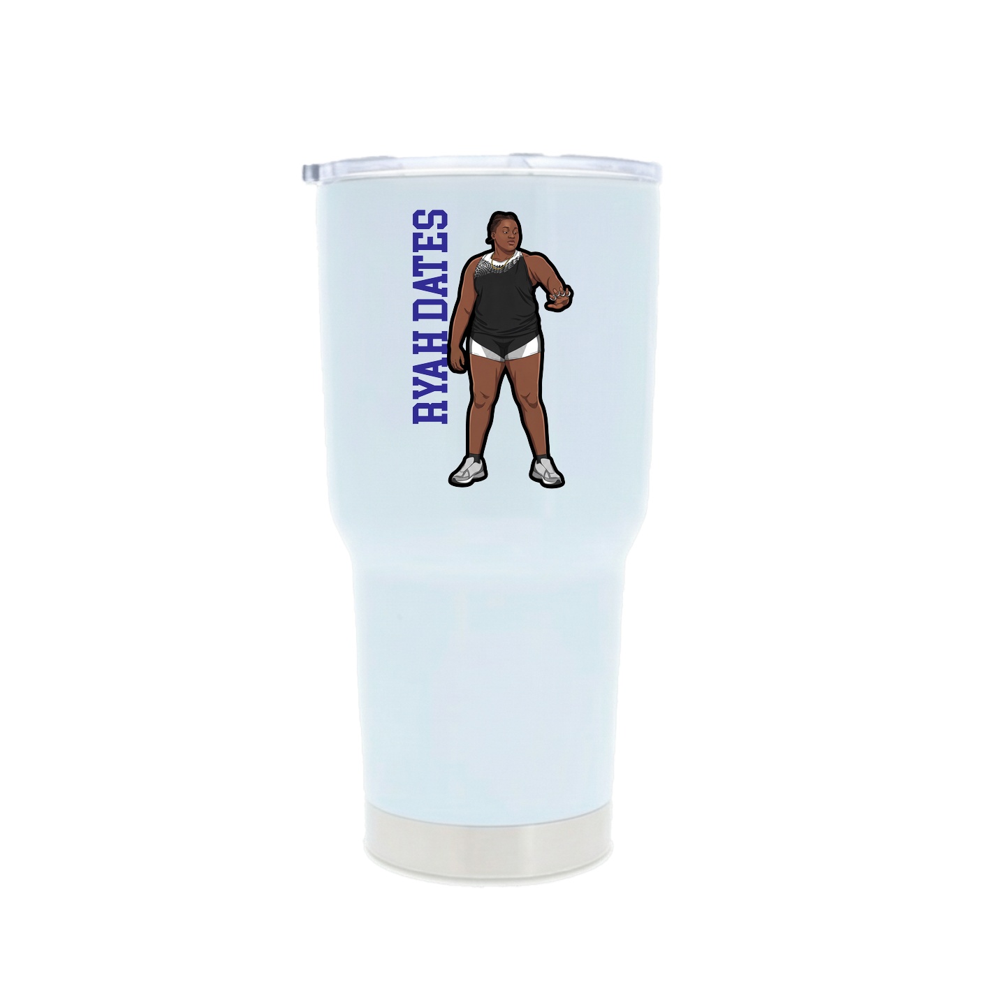 30oz Stainless Steel Tumbler — Name Vertical in White
