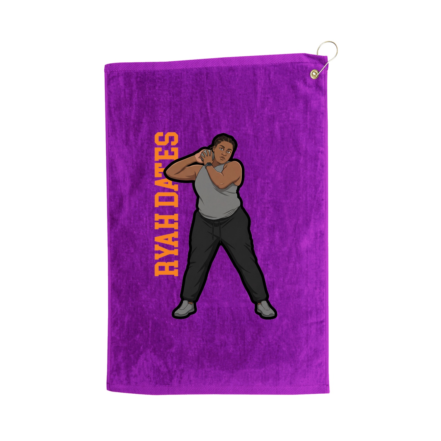 Golf Towel — Name Vertical in Purple