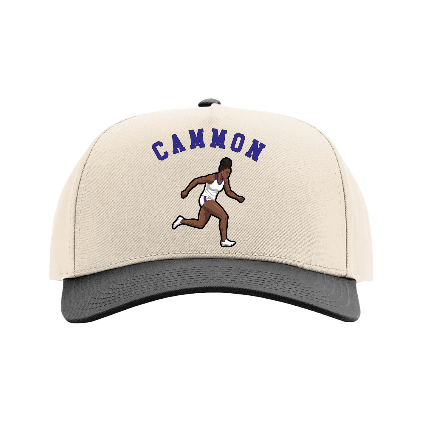 Full Fabric Five-Panel Champ Cap — Shirsey Arch in Cream/Black