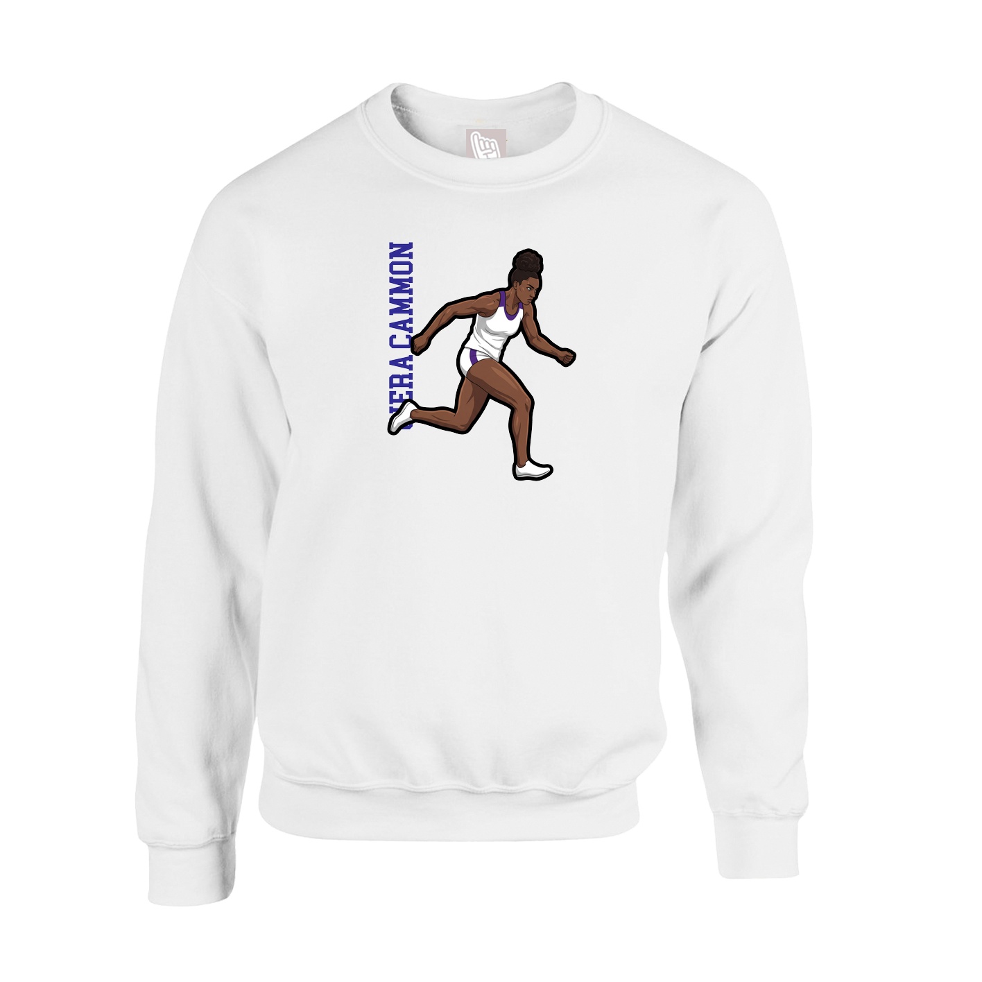 Fleece Crew — Name Vertical in White