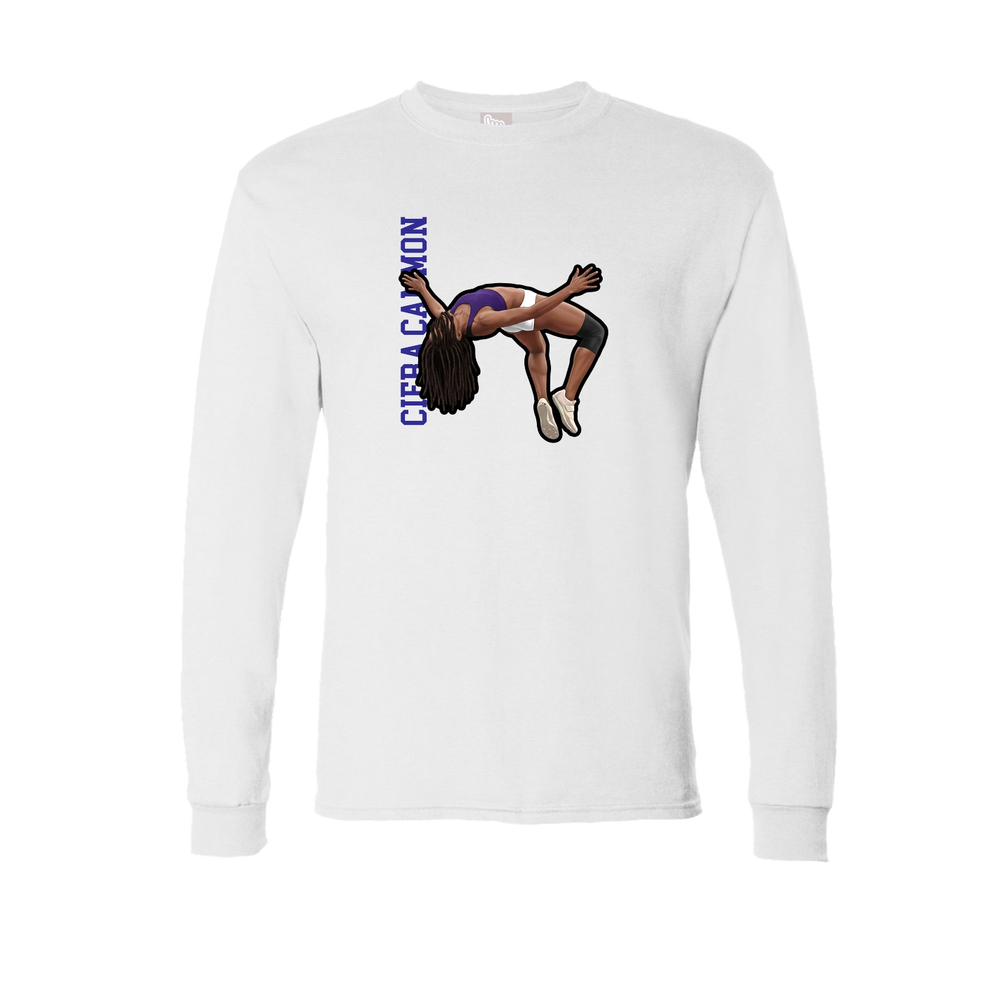 Long Sleeve Tee — Name Vertical in White