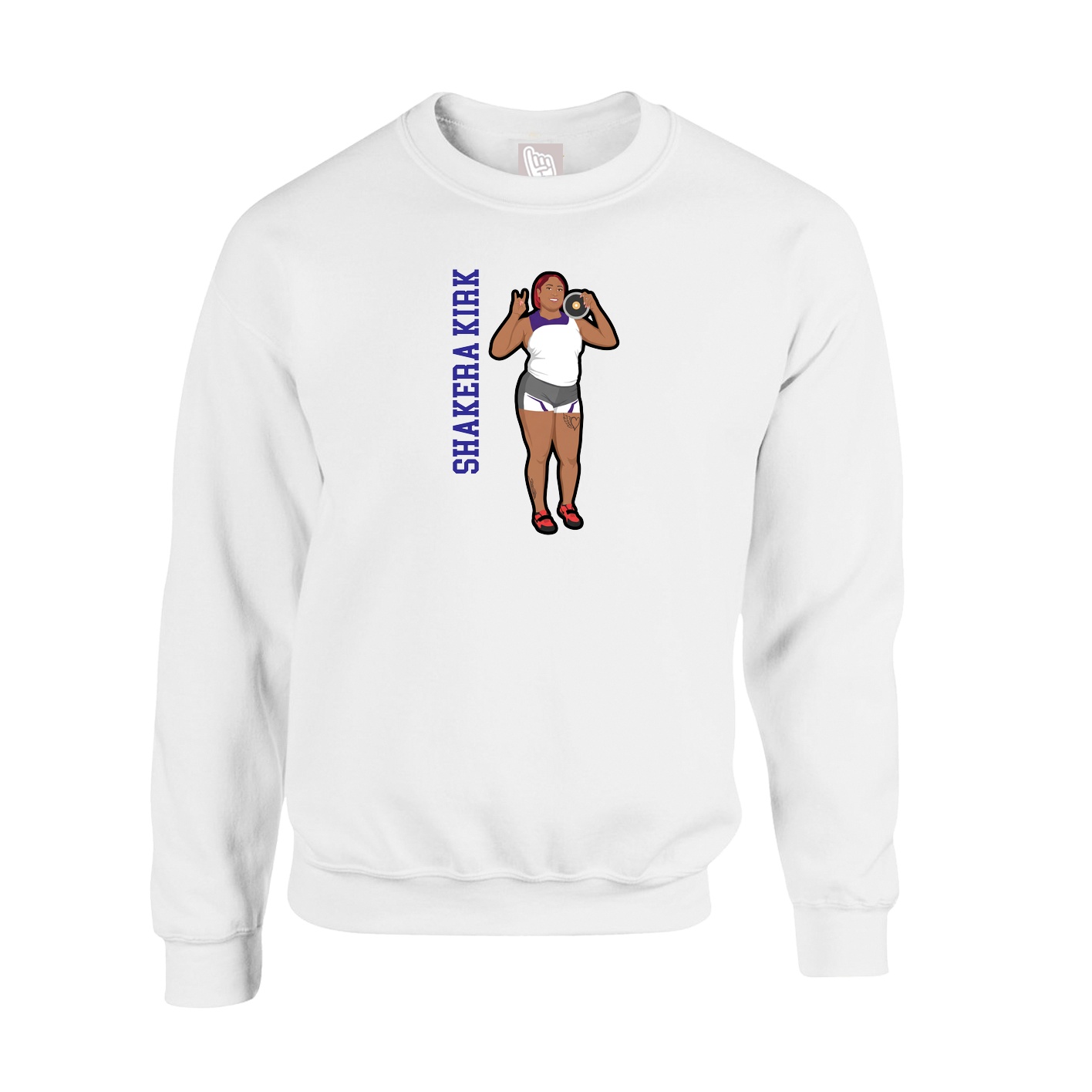 Fleece Crew — Name Vertical in White