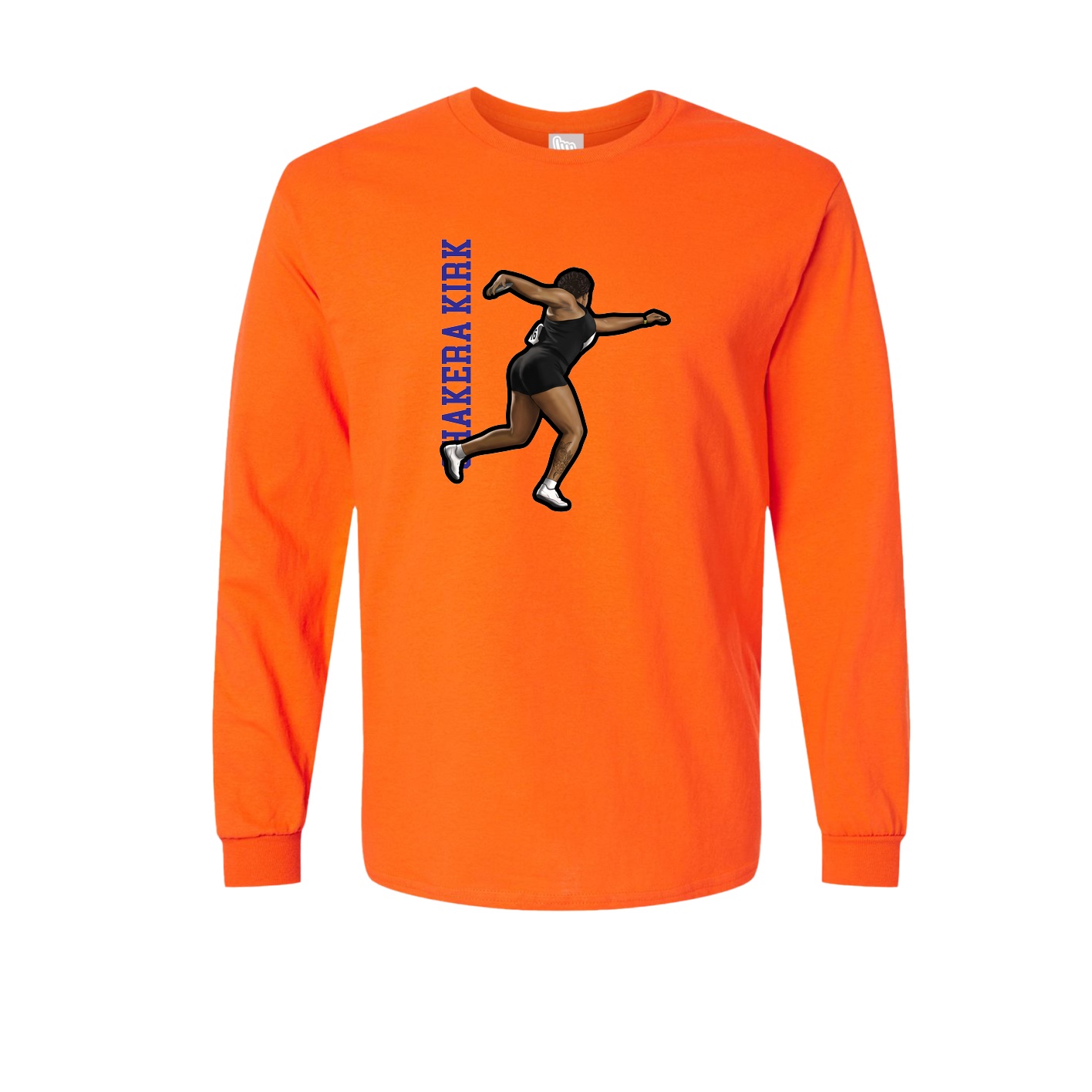 Long Sleeve Tee — Name Vertical in Orange