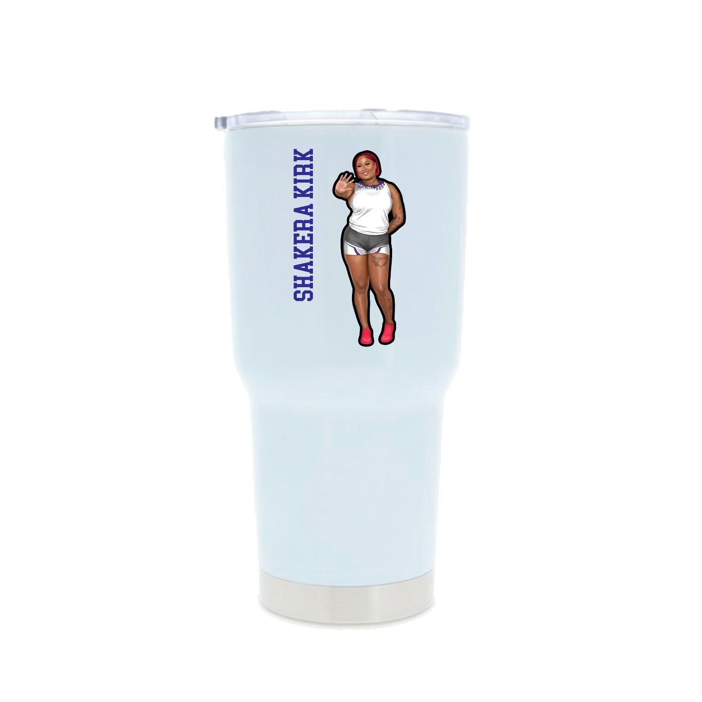30oz Stainless Steel Tumbler — Name Vertical in White