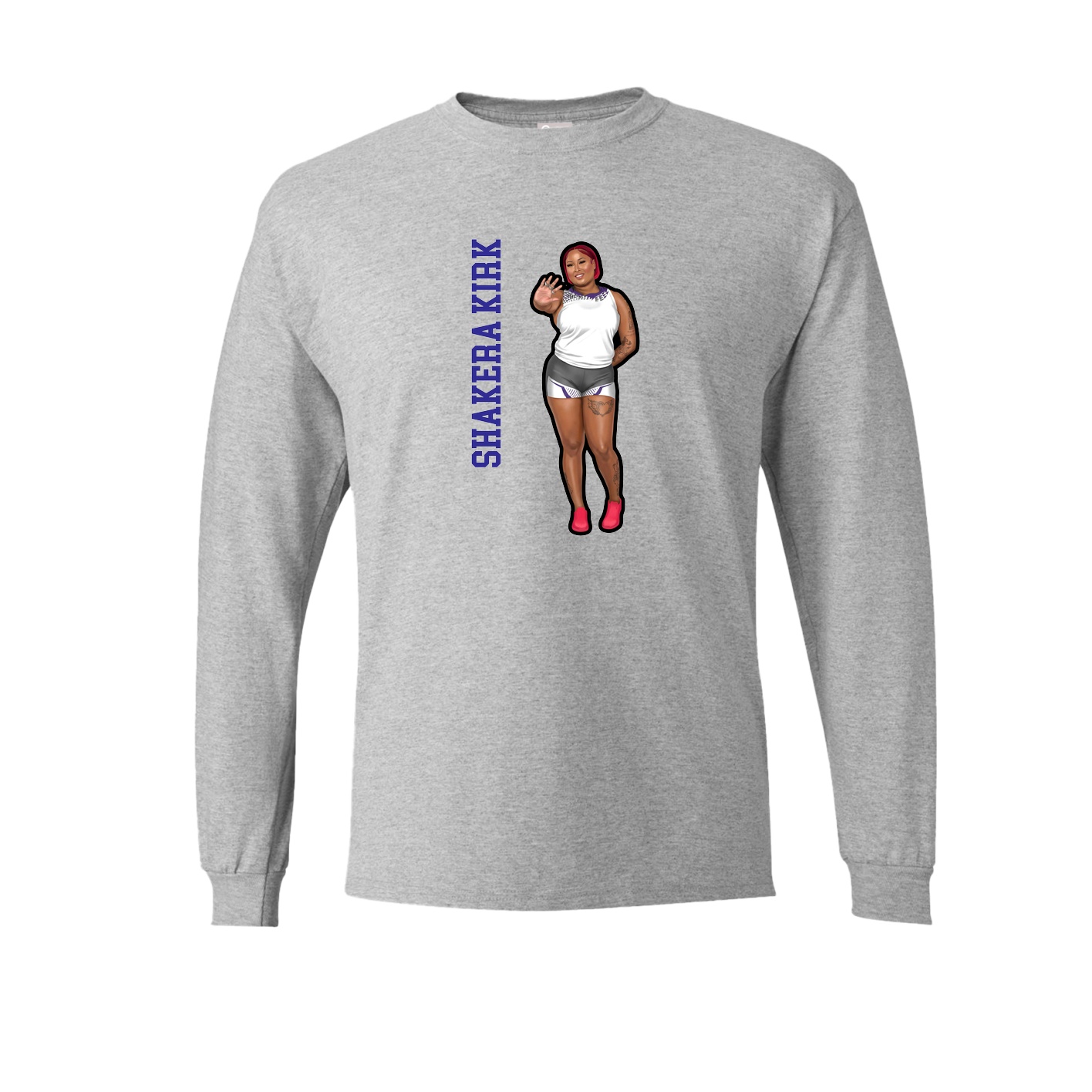 Long Sleeve Tee — Name Vertical in Grey