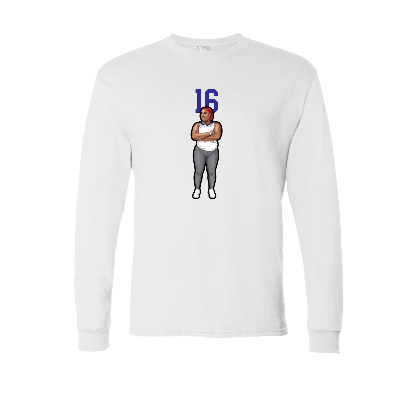 Long Sleeve Tee — Number Top in White