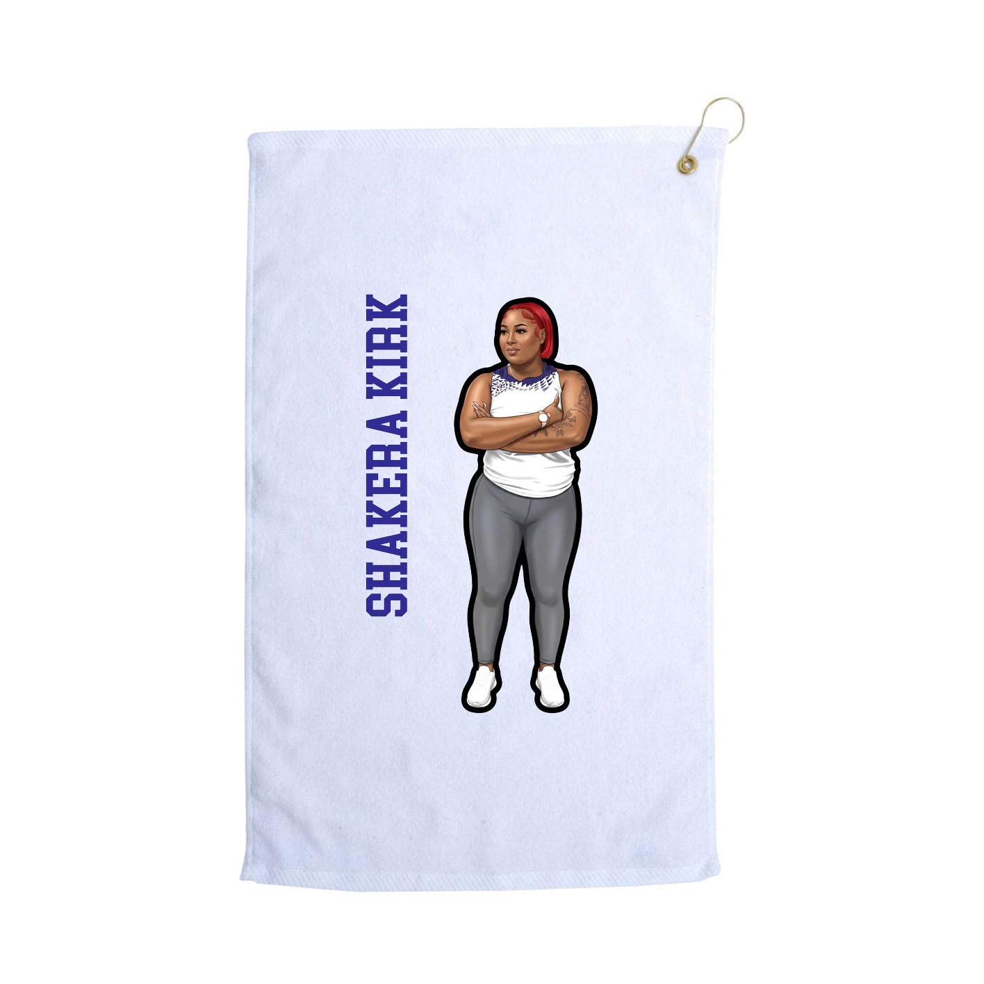 Golf Towel — Name Vertical in White
