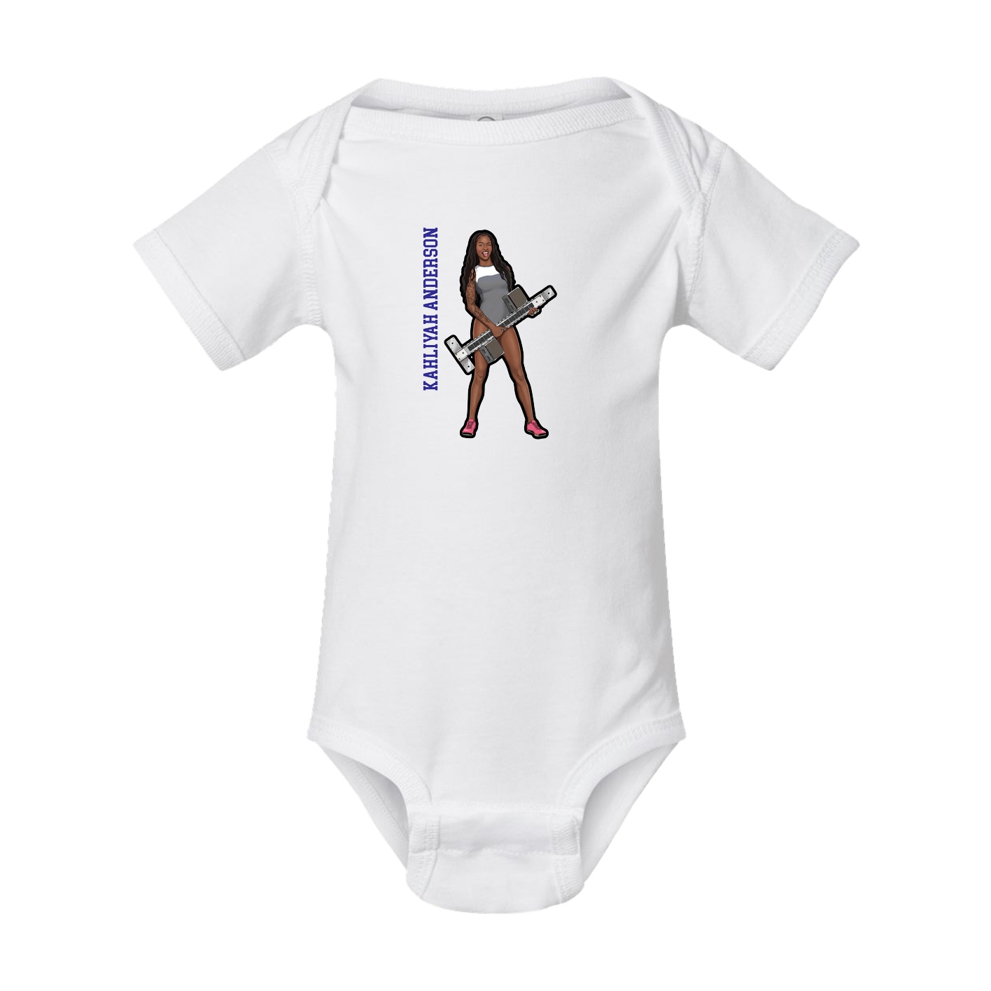 Baby Onesie — Name Vertical in White