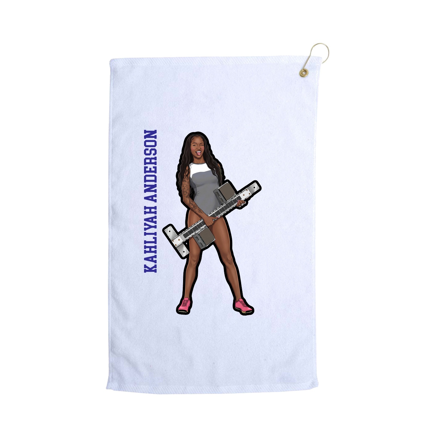 Golf Towel — Name Vertical in White