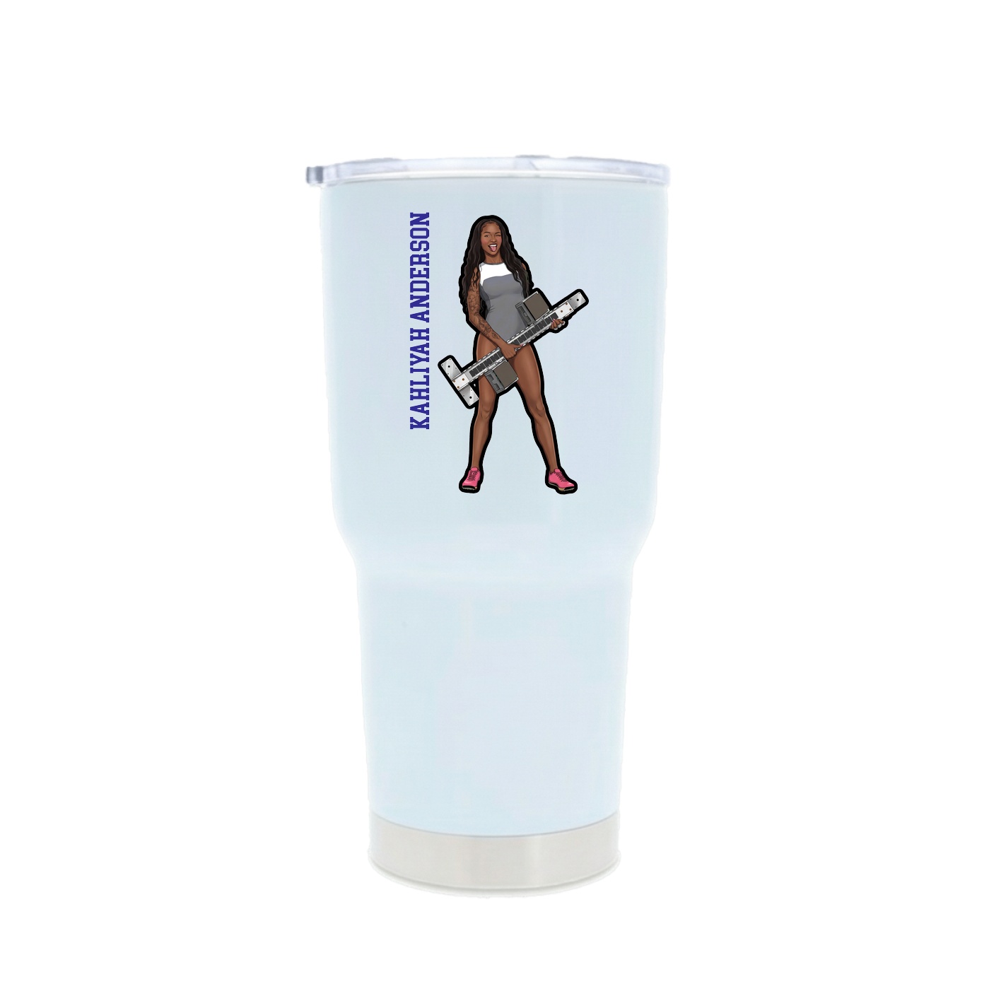 30oz Stainless Steel Tumbler — Name Vertical in White