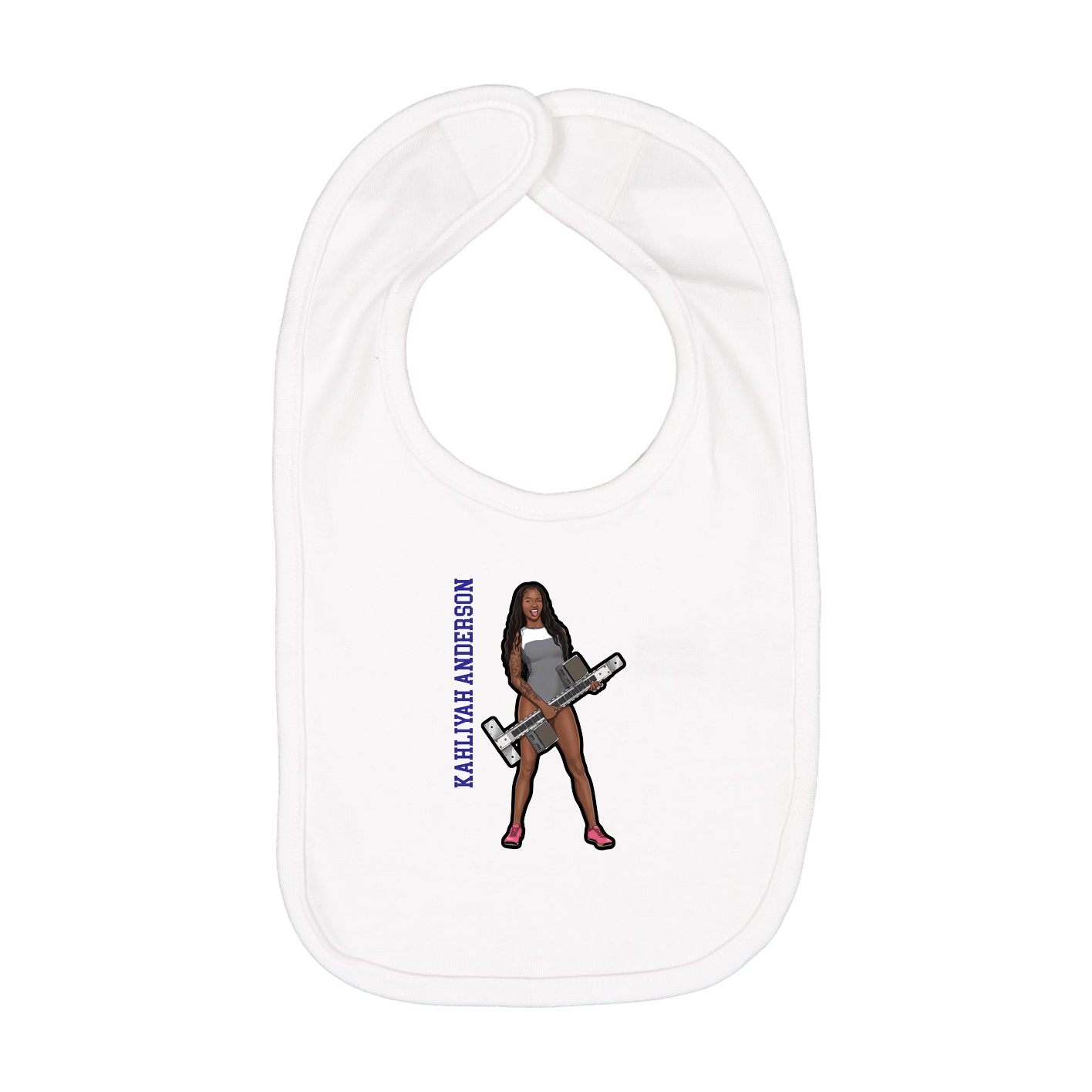 Infant Bib — Name Vertical in White
