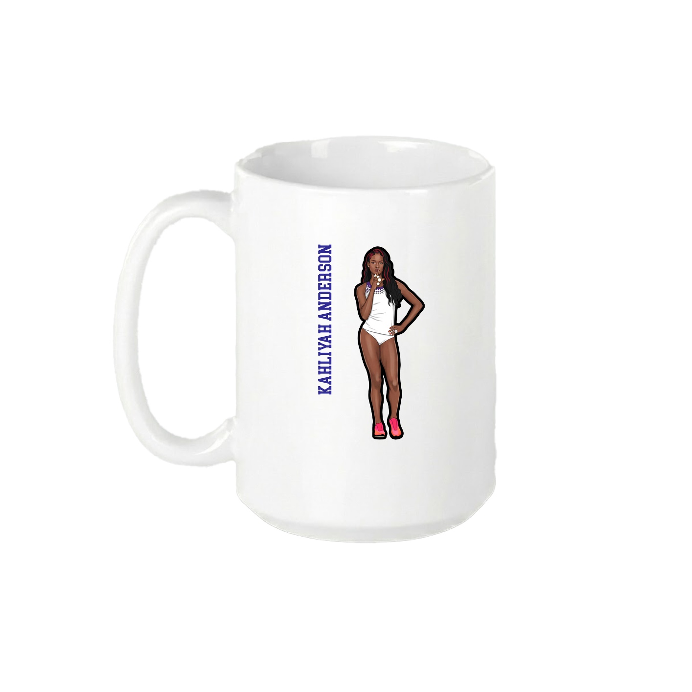 15oz Coffee Mug — Name Vertical in White