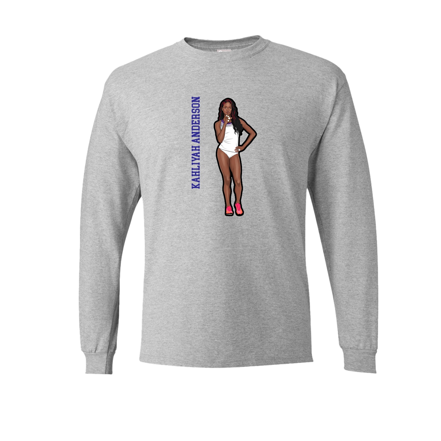 Long Sleeve Tee — Name Vertical in Grey