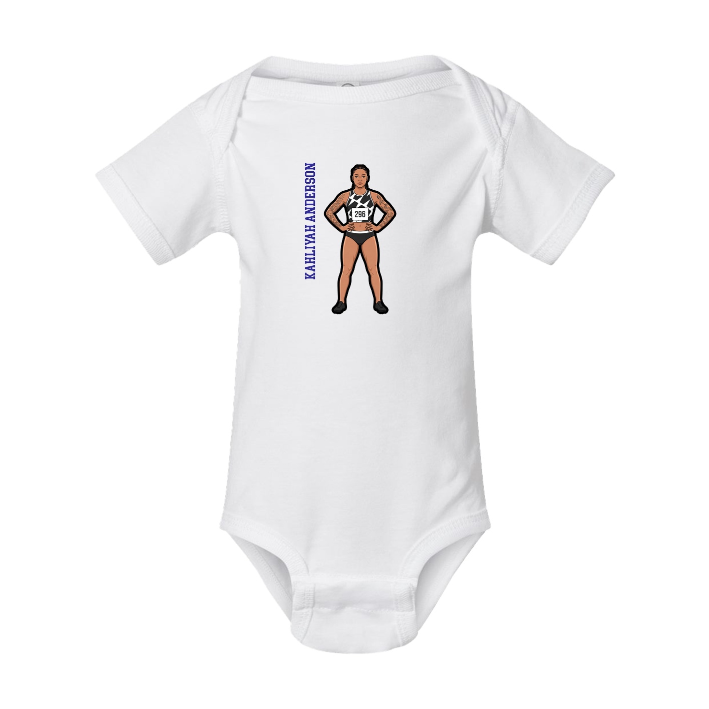 Baby Onesie — Name Vertical in White
