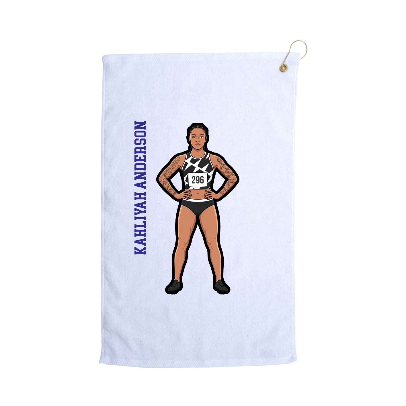 Golf Towel — Name Vertical in White