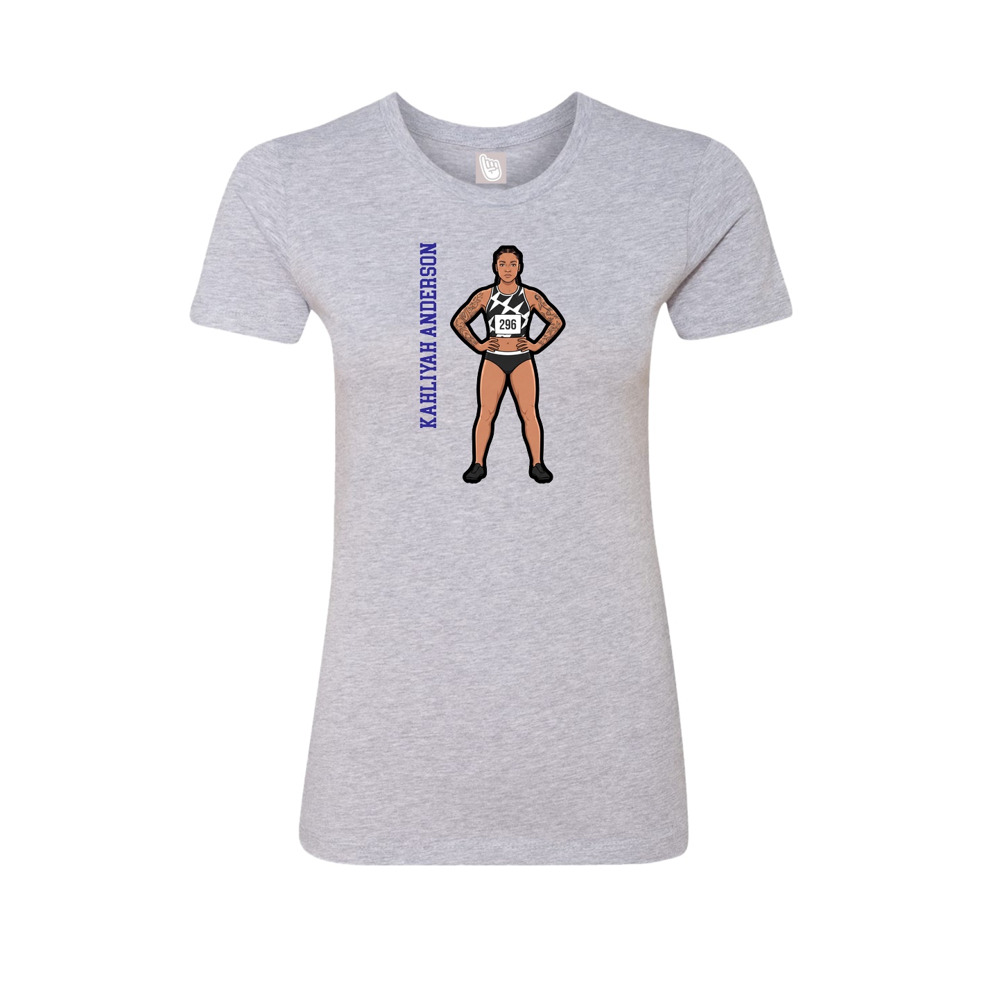 Womens Tee — Name Vertical in Grey