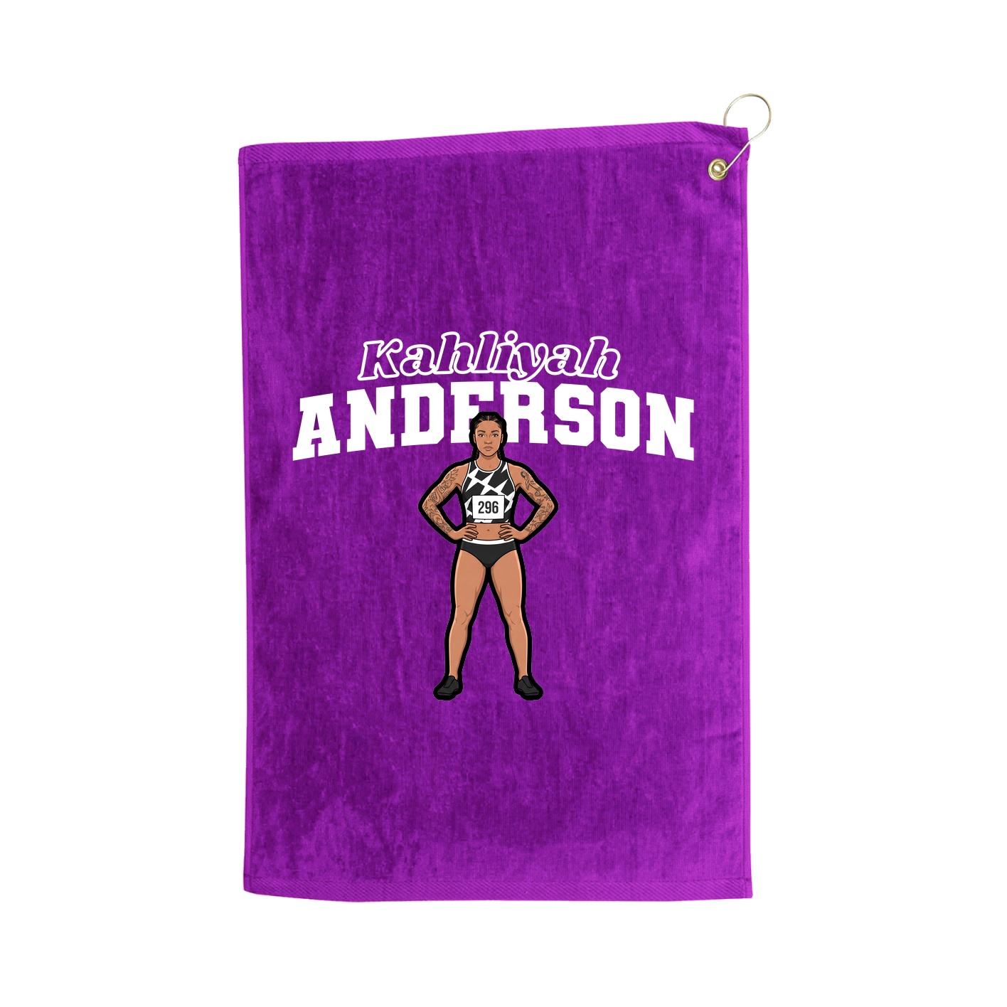Golf Towel — Name Arch in Purple
