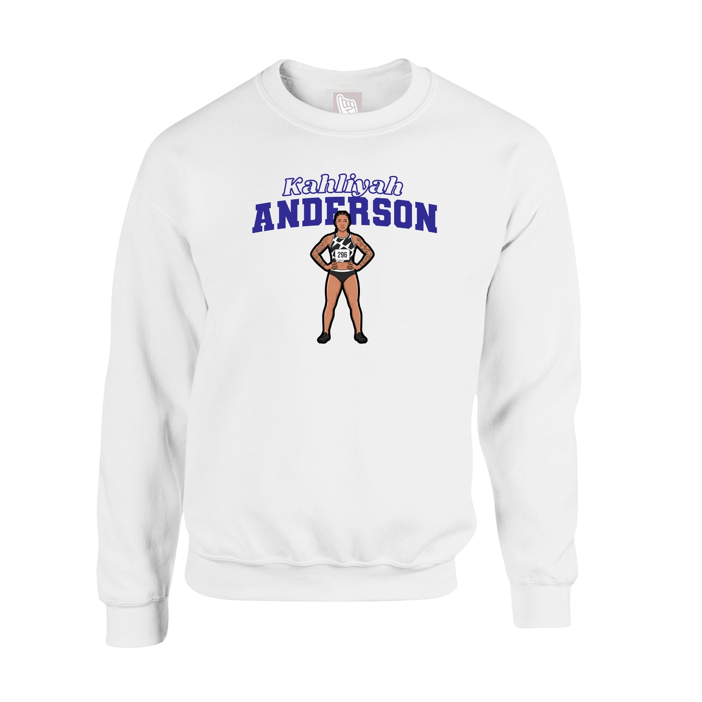 Fleece Crew — Name Arch in White