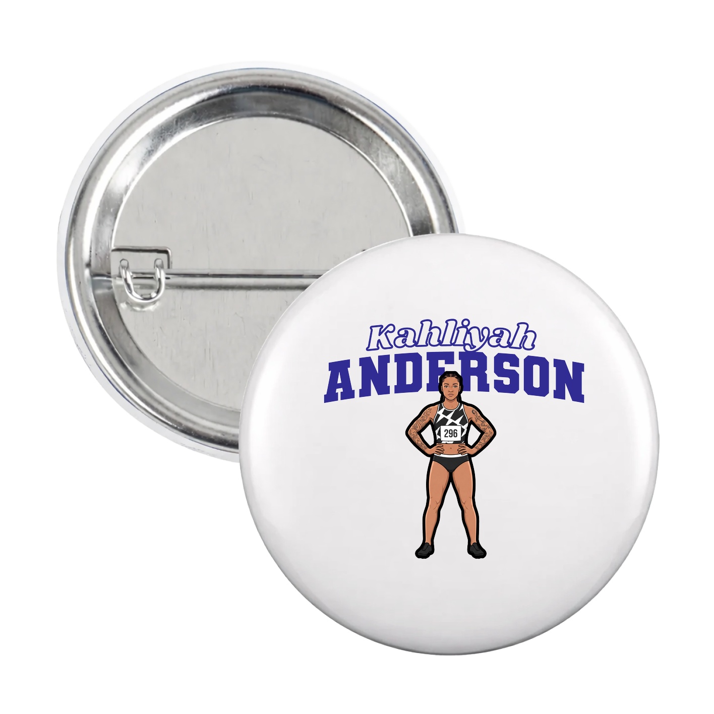 Game Day Button — Name Arch in White
