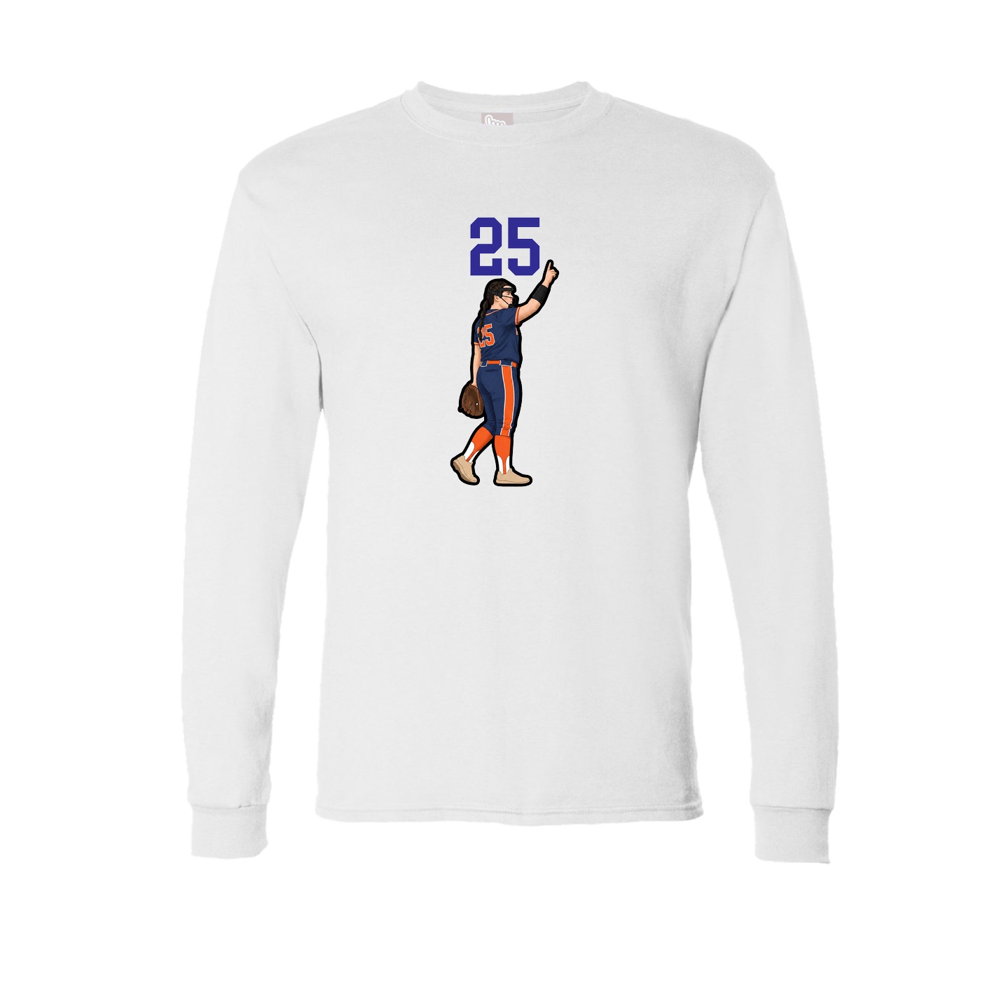 Long Sleeve Tee — Number Top in White