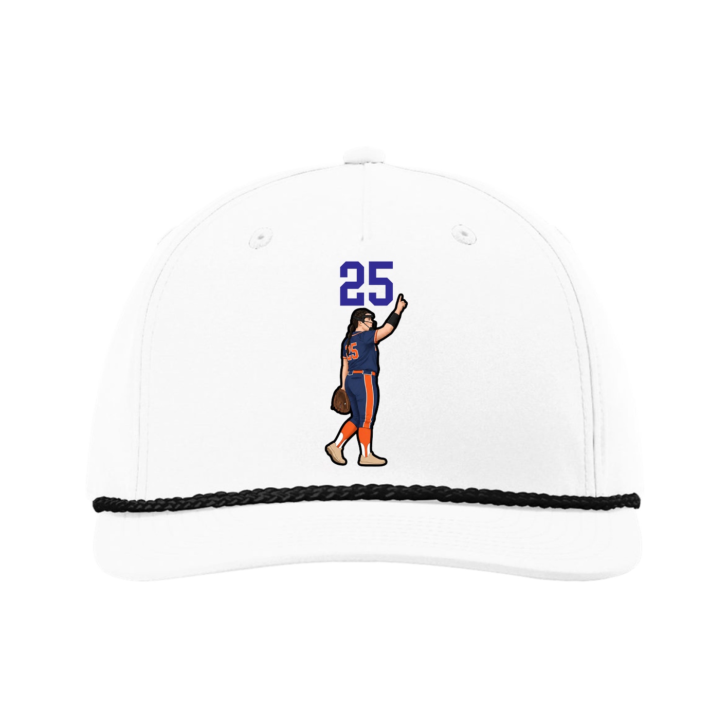 Five-Panel Classic Rope Cap — Number Top in White