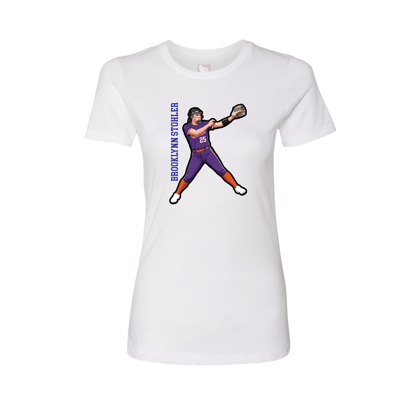 Fitted Women's Tee — Name Vertical in White