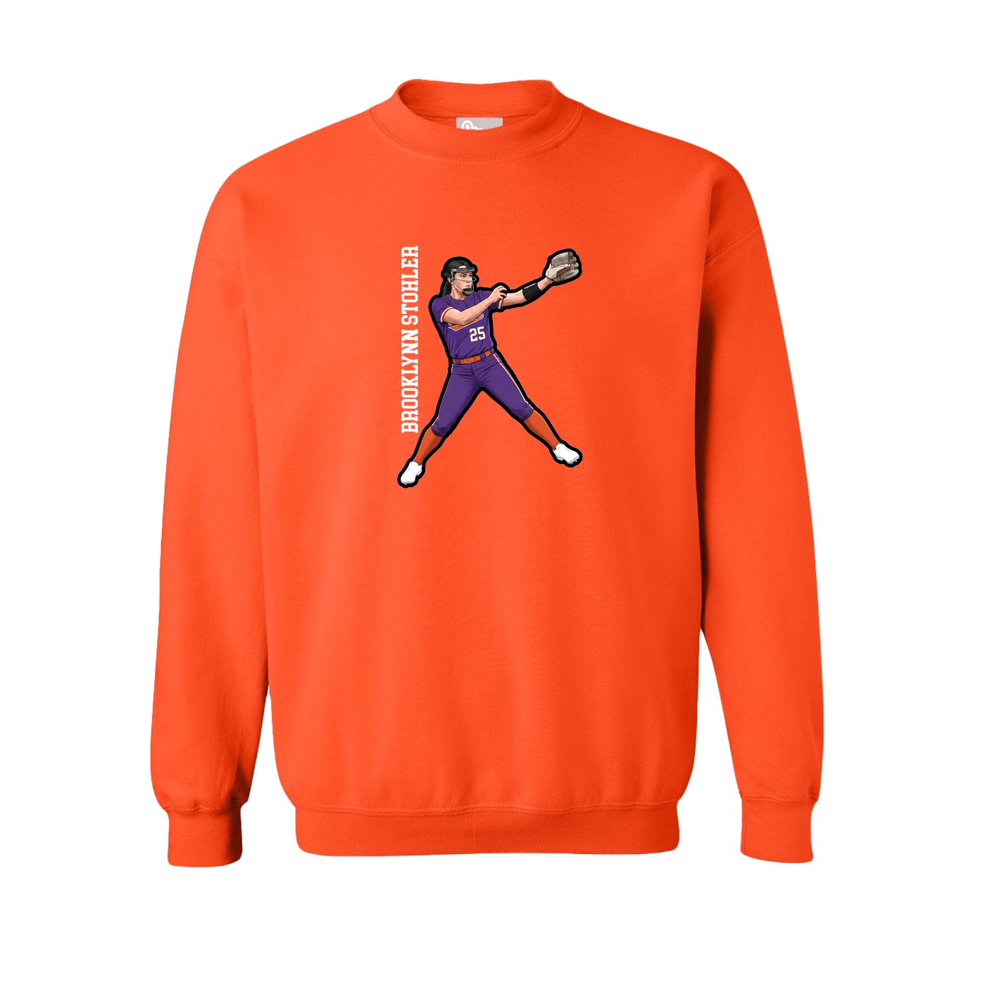 Fleece Crew — Name Vertical in Orange