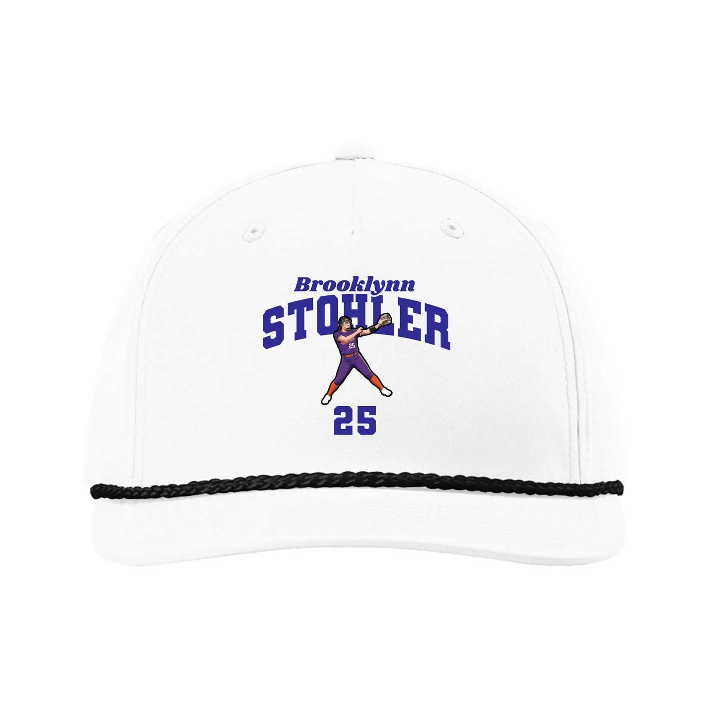 Five-Panel Classic Rope Cap — Signature Arch in White