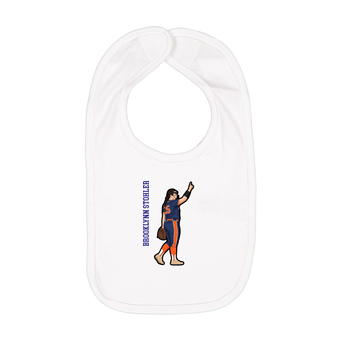 Infant Bib — Name Vertical in White