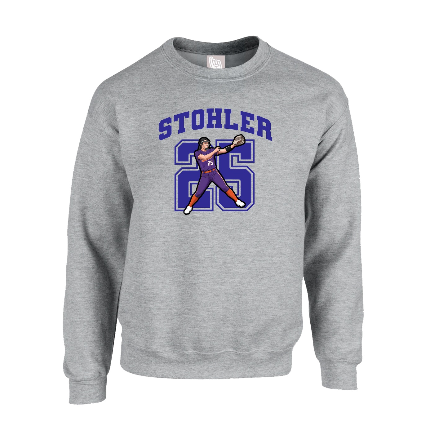 Fleece Crew — Number in Grey