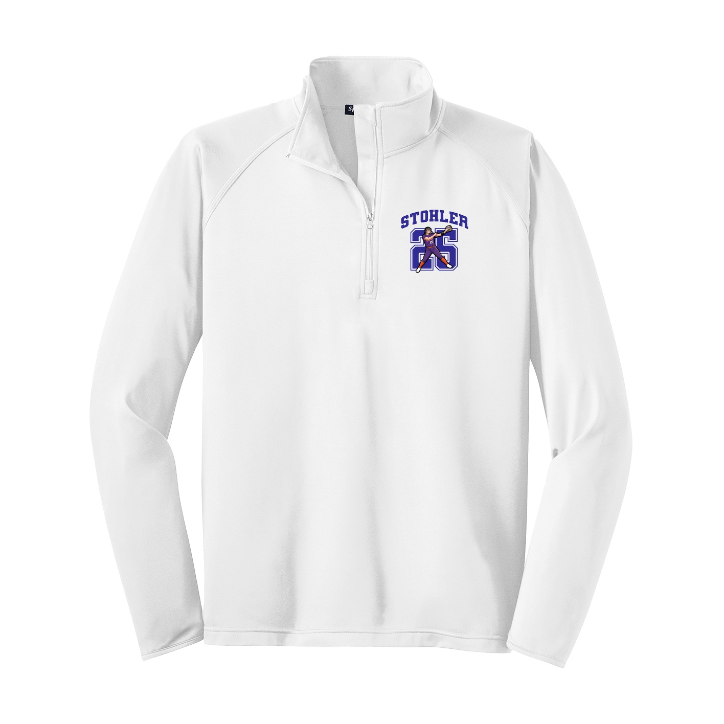 Q-Zip Pullover — Number in White