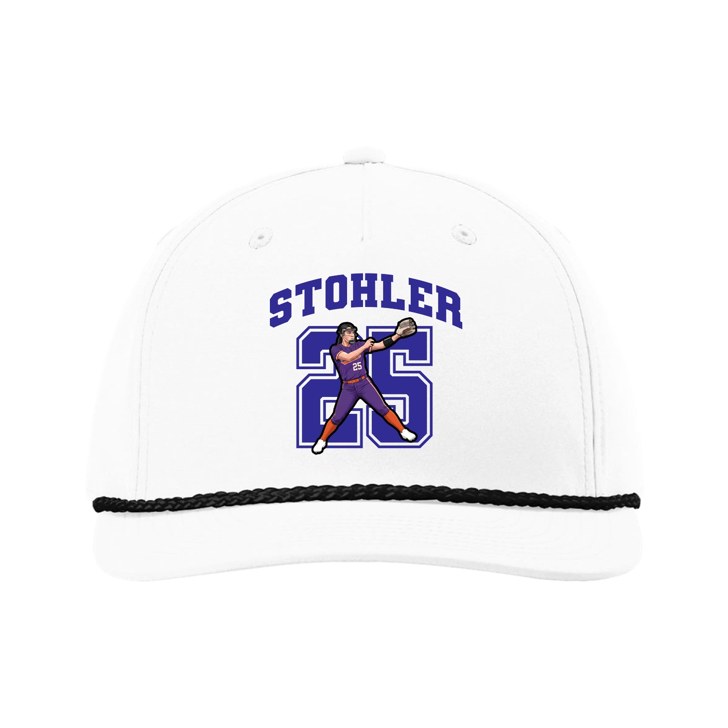Five-Panel Classic Rope Cap — Number in White