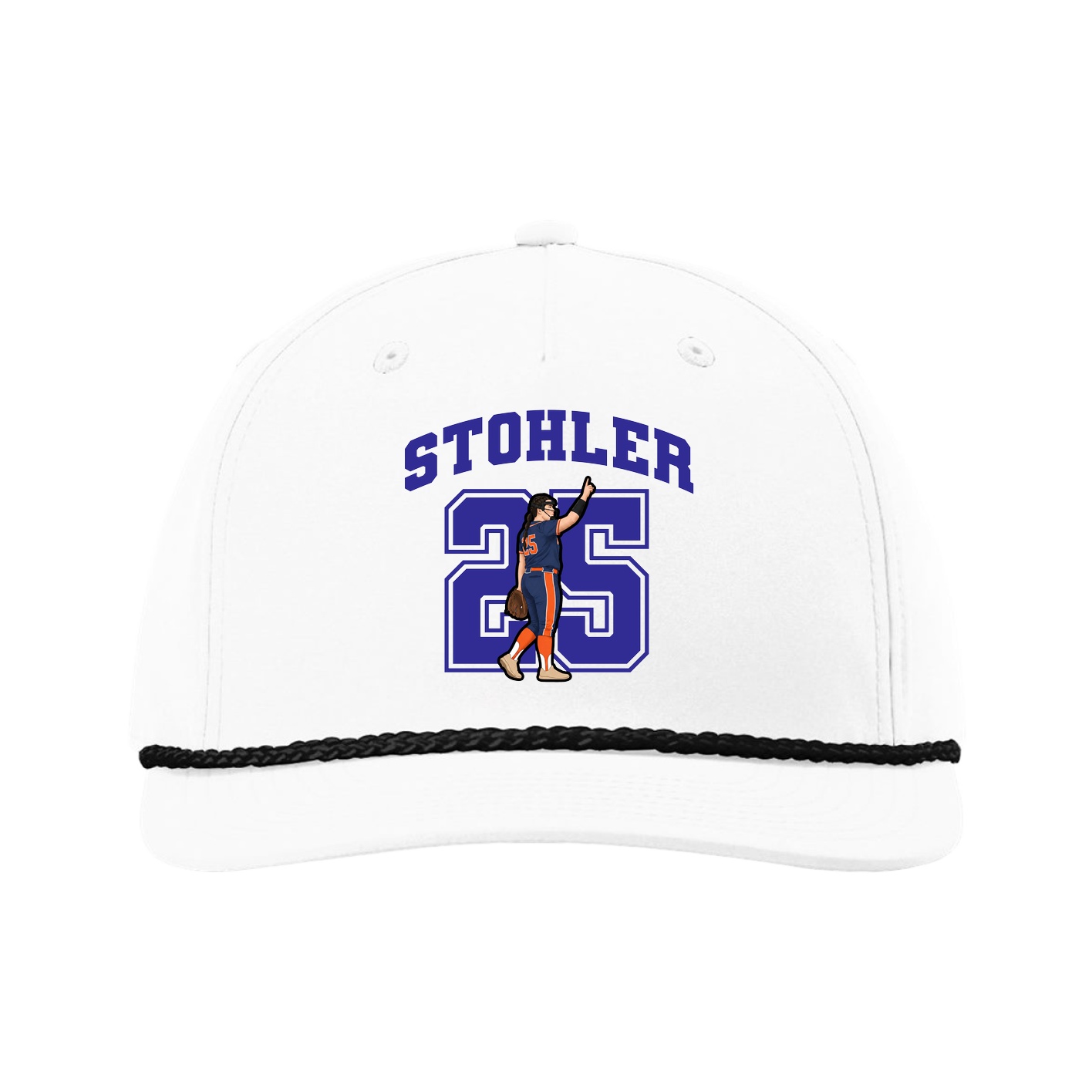 Five-Panel Classic Rope Cap — Number in White
