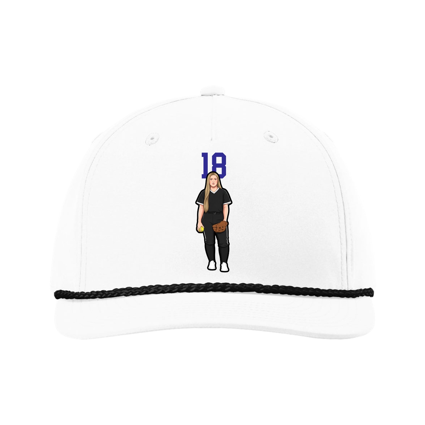 Five-Panel Classic Rope Cap — Number Top in White