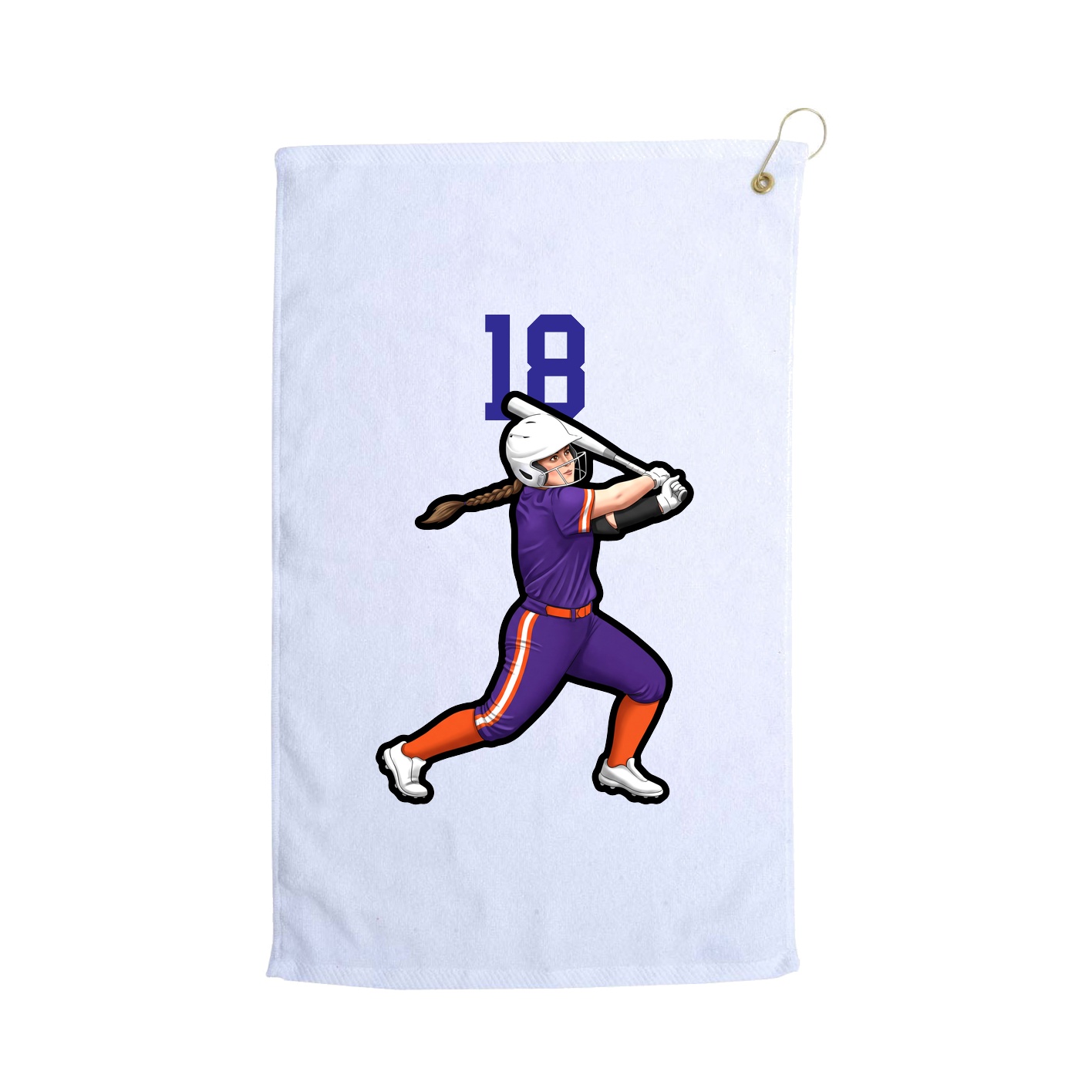 Golf Towel — Number Top in White