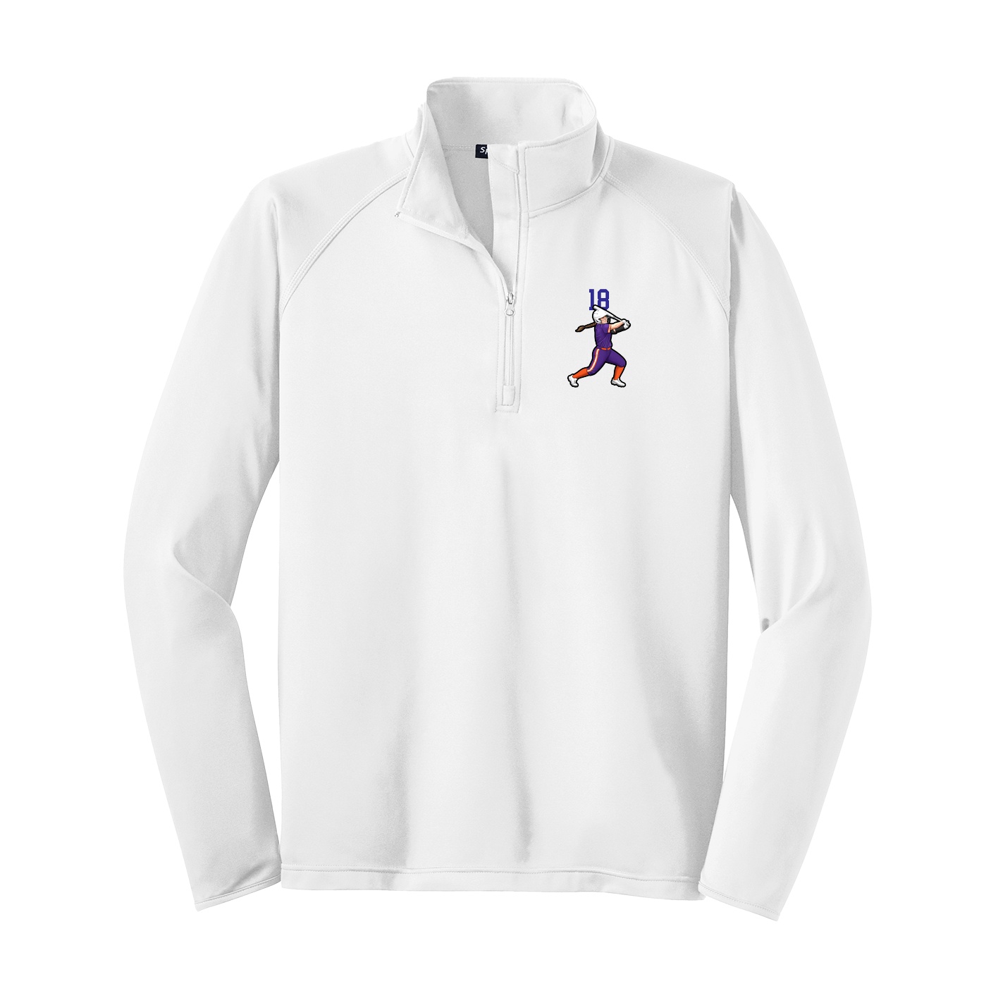 Q-Zip Pullover — Number Top in White
